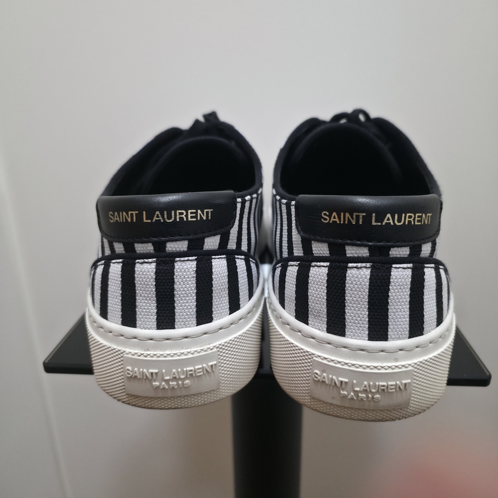 Saint Laurent Venice Black & White Striped Men's Shoes - Picture 4 of 6